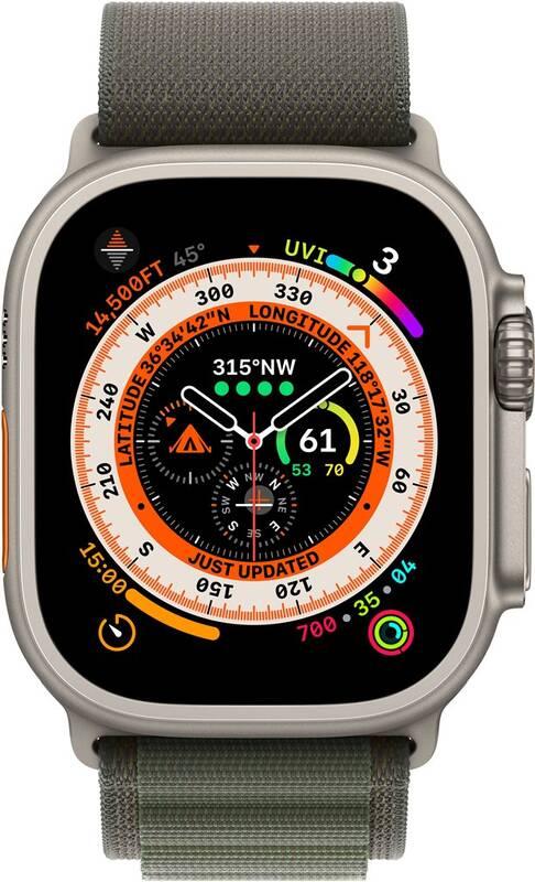 Chytré hodinky Apple Watch Ultra GPS Cellular, 49mm pouzdro z titanu - zelený alpský tah - L